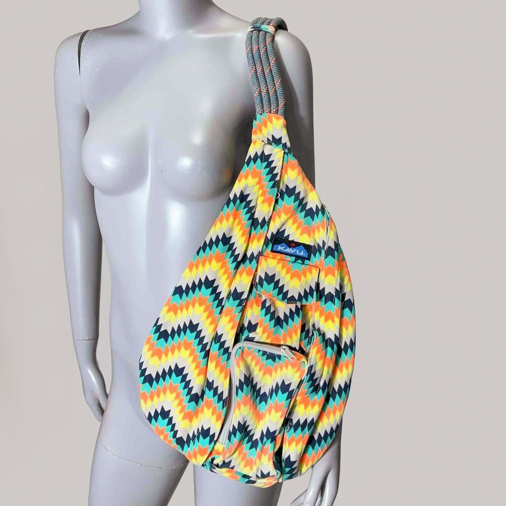 Kavu Rope Sling Bag Crossbody Backpack Cactus Bloom Bright Geometric Gorpcore